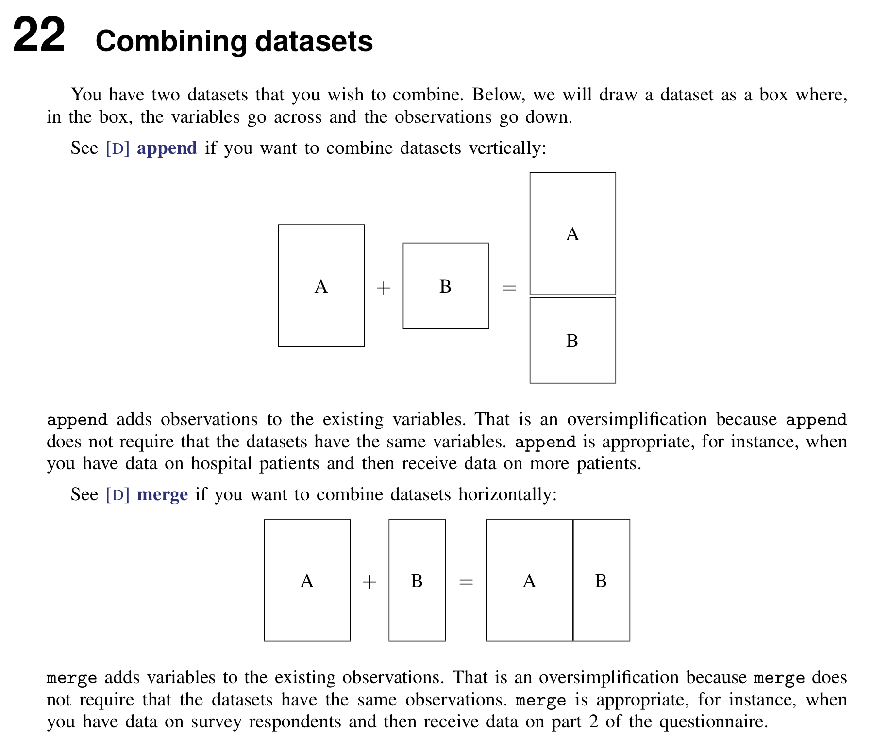 Combine data vertically or horizontally