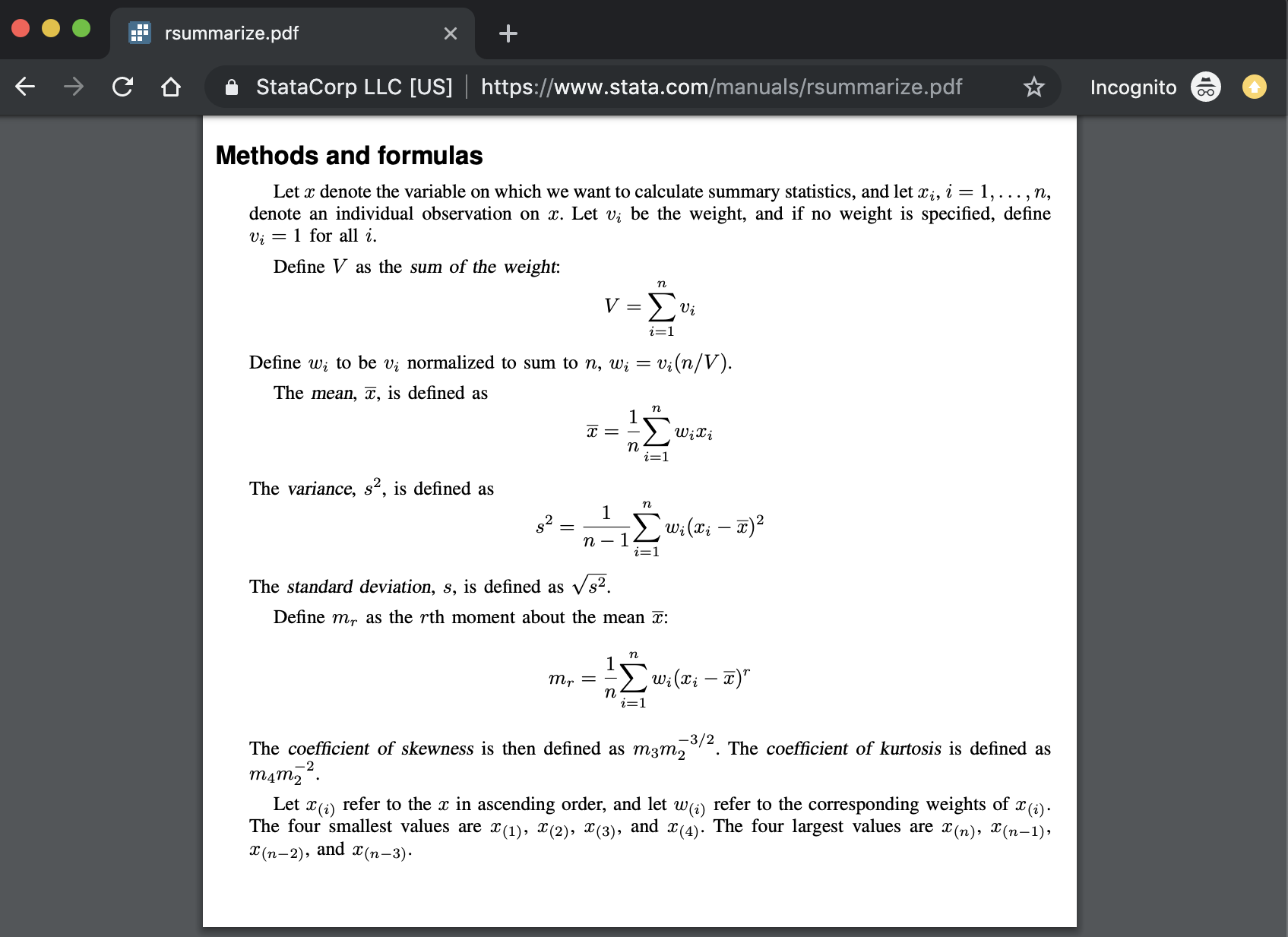 Detailed formulas