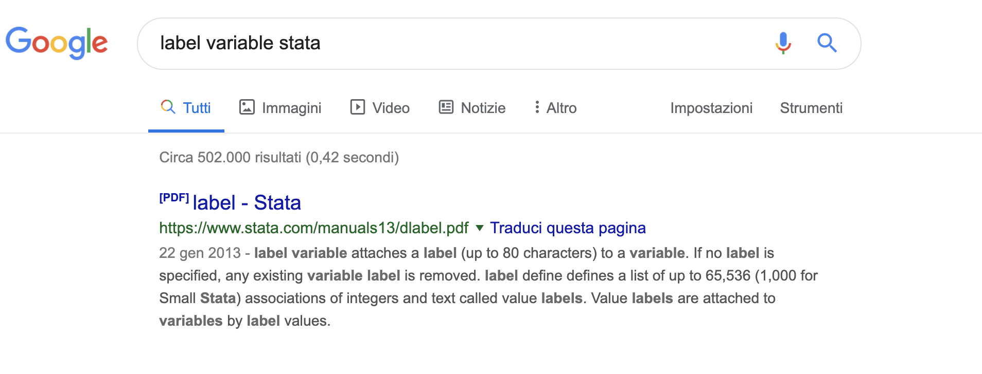 Google Stata Label